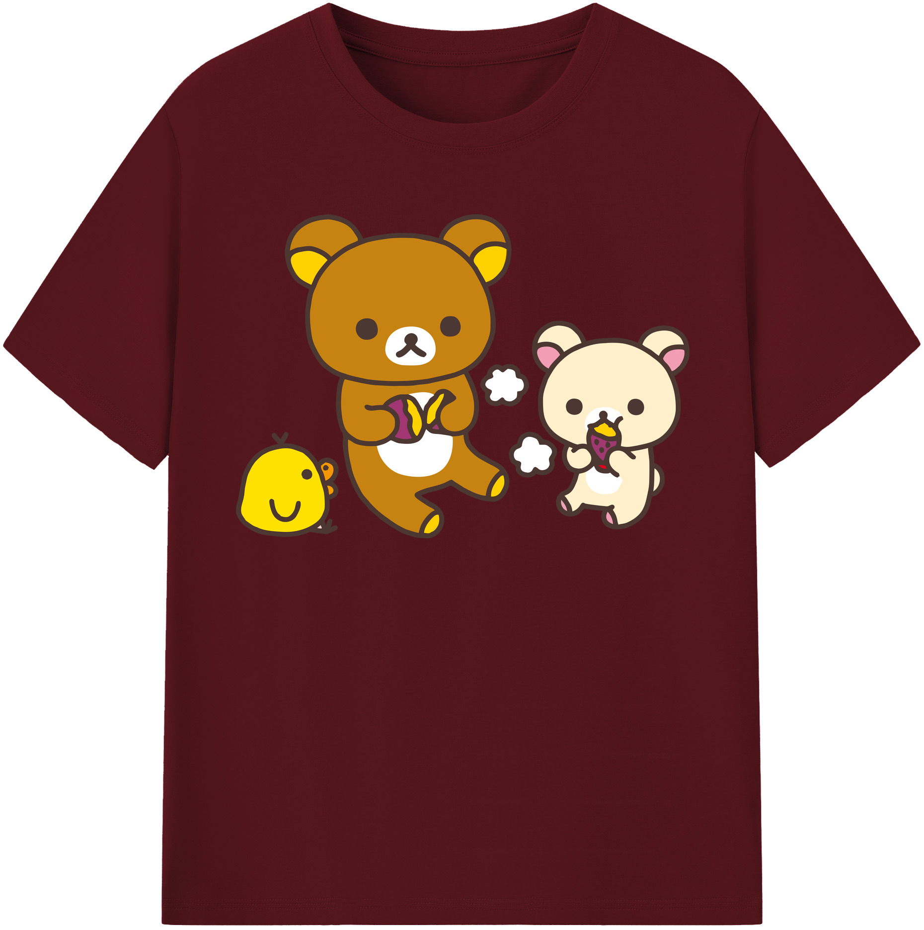 （画像用） リラックマ リラックマ キイロイトリ Rilakkuma Korilakkuma Kiiroitori 綿100％半袖Tシャツ（フロントプリント）